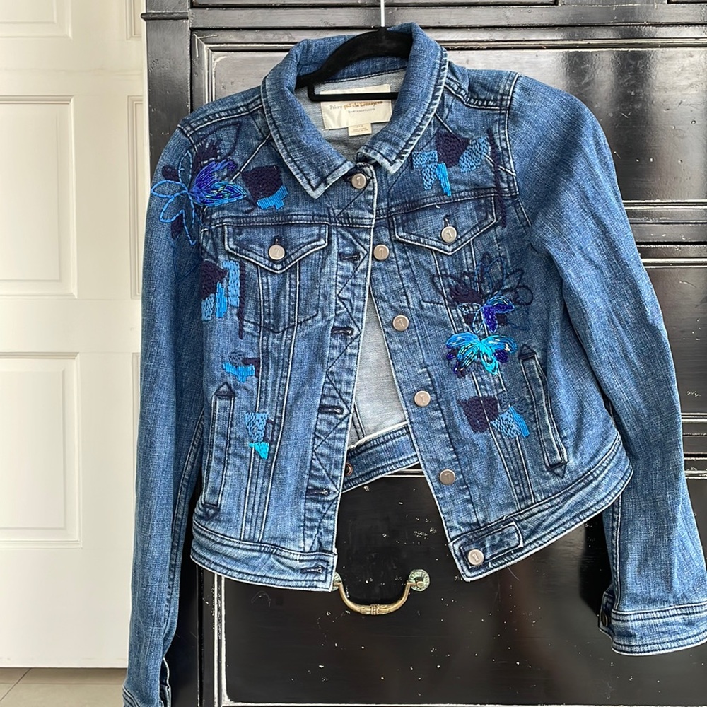 Anthropologie embroidered jean jacket.